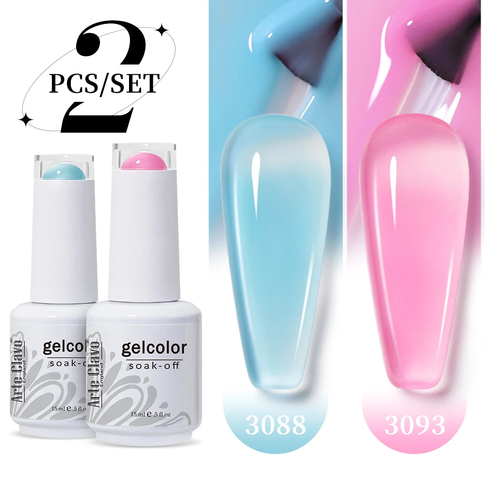 Arte Clavo Jelly Nail Gel Polish Supplies Purple Pink Red Blue Green Qme 3088-3093
