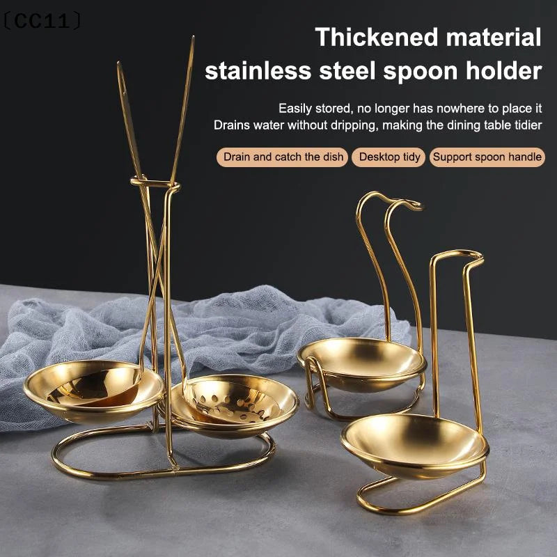 Single Double Ladle Vertical Spoon Utensil Rack Soup Rest Stand Qme