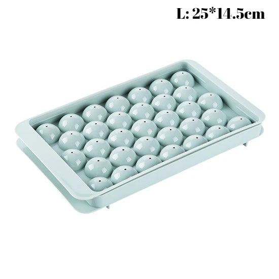 3D Round Ice Cube Tray with Lid Plastic Diamond Style Ice Mold Refrigerator Spherical DIY Moulds Ice Ball Maker Kitchen Tools Qme 33grids-round-blue-L