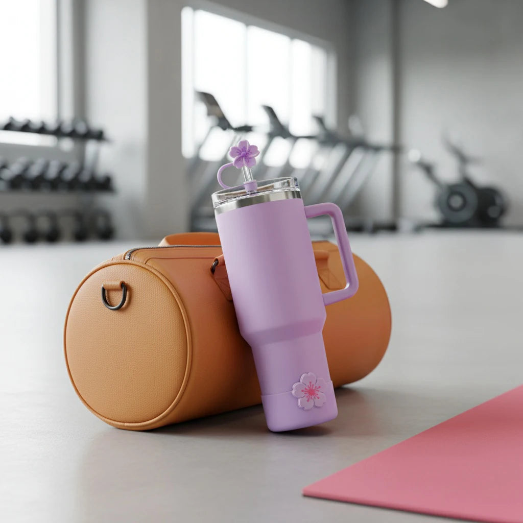 Tumbler Straw Cover Water Bottle Silicone Boot Charm Begonia Shape Qme