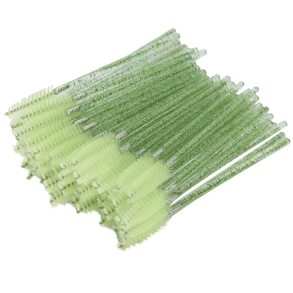 Nylon Makeup Brush Mascara Wands Eyelash Eyebrow Disposable Portable Brush Disposable Eyelash Brush Mascara Eyelash Brush Qme green