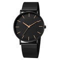 Fashion Ultra Thin Creative Black Stainless Steel Quartz Watches Men Simple Fashion Business Watch-Bracelet Male Watch Qme Rose No