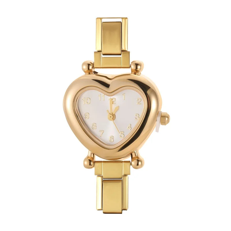 Women's Men DIY Width Italian Elastic Charm Stainless Heart Round