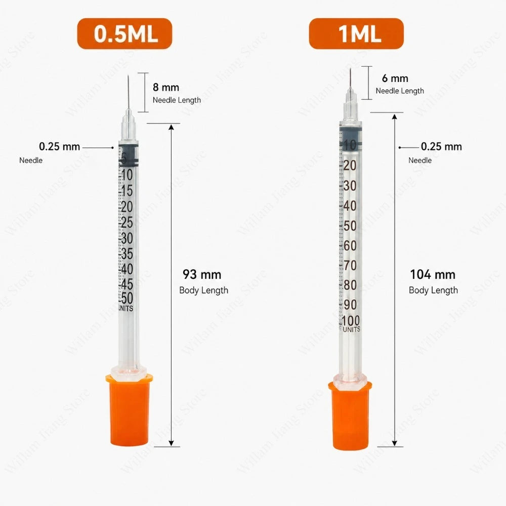 Disposable Plastic Veterinary Syringe 0.5/1ml Sterile Model with Orange Cap Needle for Pet Livestock Feeding and Care Work Qme