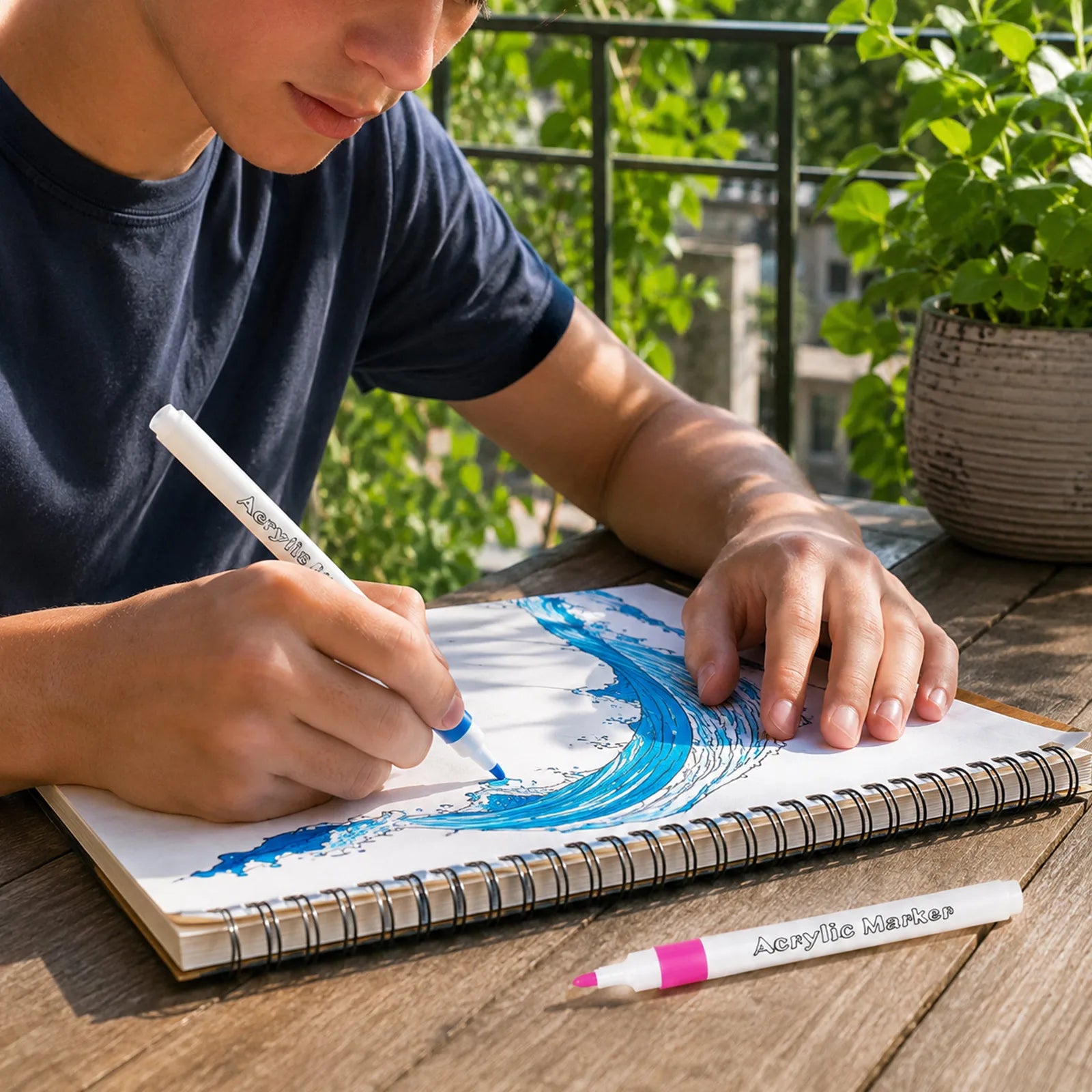 Colorful Washable Acrylic Markers for Artists Coloring Drawing Scenery Landscape Natural Kids School Sationary Water-color Pens Qme