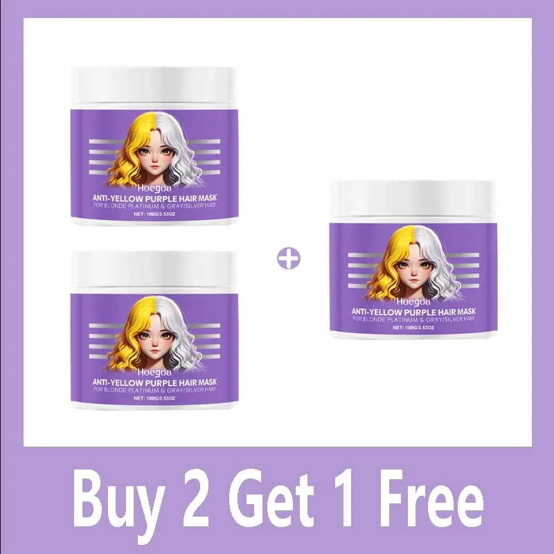 Purple Hair Mask Anti Yellow Deep Nourishing Shiny Hair Repair Dry Frizzy Damaged Maltreated Hair Care Conditioner 100g Qme Buy 2 Get 1 Free