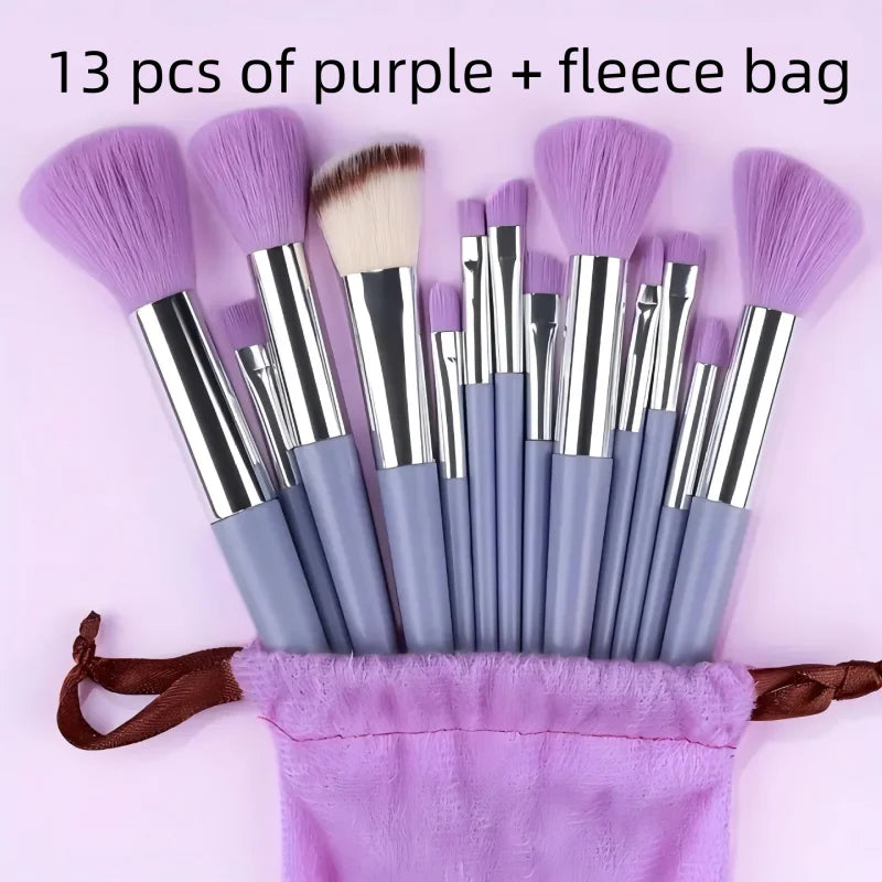 13pcs Professional Makeup Brush Set Soft Fluffy Cosmetic Brushes for Foundation Powder Eyeshadow Blending Beauty Tools Qme 13pcs purple bag