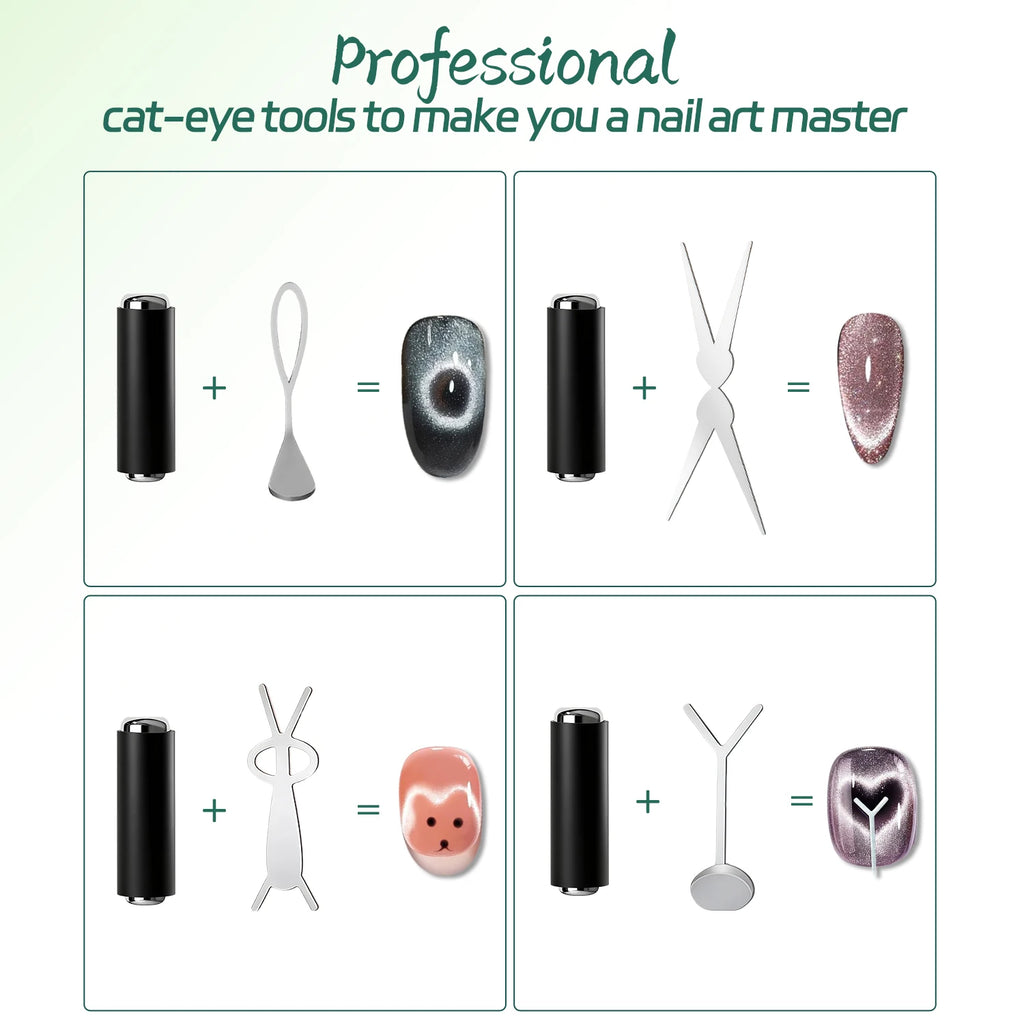 Nailpop Cat Eye Magnet Silver DIY French Wide Rabbit Heart Nail Art Qme