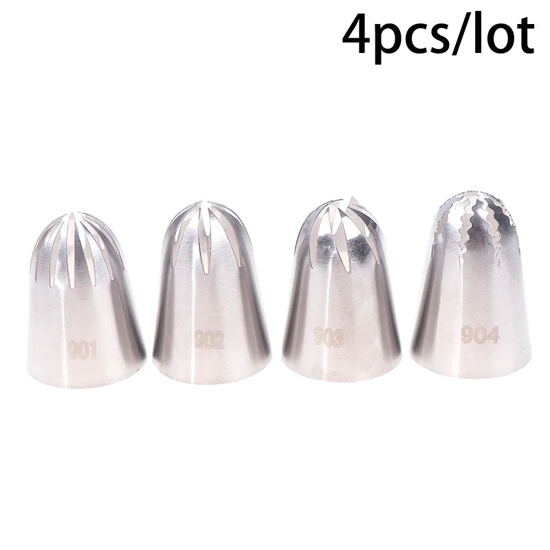 Stainless Steel Cake Decorating Tips Large Close Star Piping Nozzle Qme 4PCS