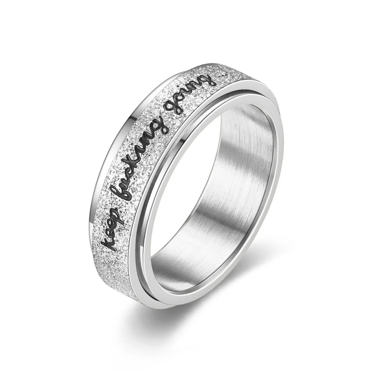 Fashion Inspirational Vibrant Stainless Steel Rotating Ring Adjustable Unisex Daily Wear Hip Hop Jewelry Keep Going Ring Qme 1 10