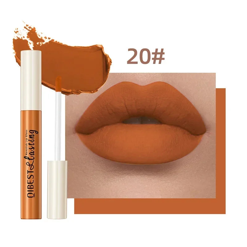 QIBEST 24 Colors Matte Liquid Lipstick Waterproof Long Lasting Velvet Red Lip Gloss Tint Makeup Cosmetic Lipsticks Lipglosses Qme 20