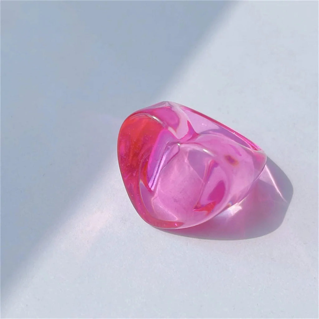 Y2k Handmade Colored Acrylic Resin Inlaid Gemstones Personality Lovely Pope Rings For Women Girls Party Jewelry Hip Hop Rings Qme Size 7 meihong