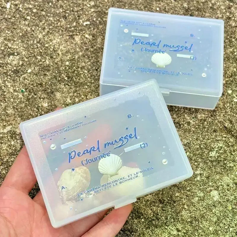 Korean Style Frosted Photocard Holder Box - Cute Star Polka Dot Wings Desktop Storage Case -DIY Deco Sticker Organizer for Girls Qme