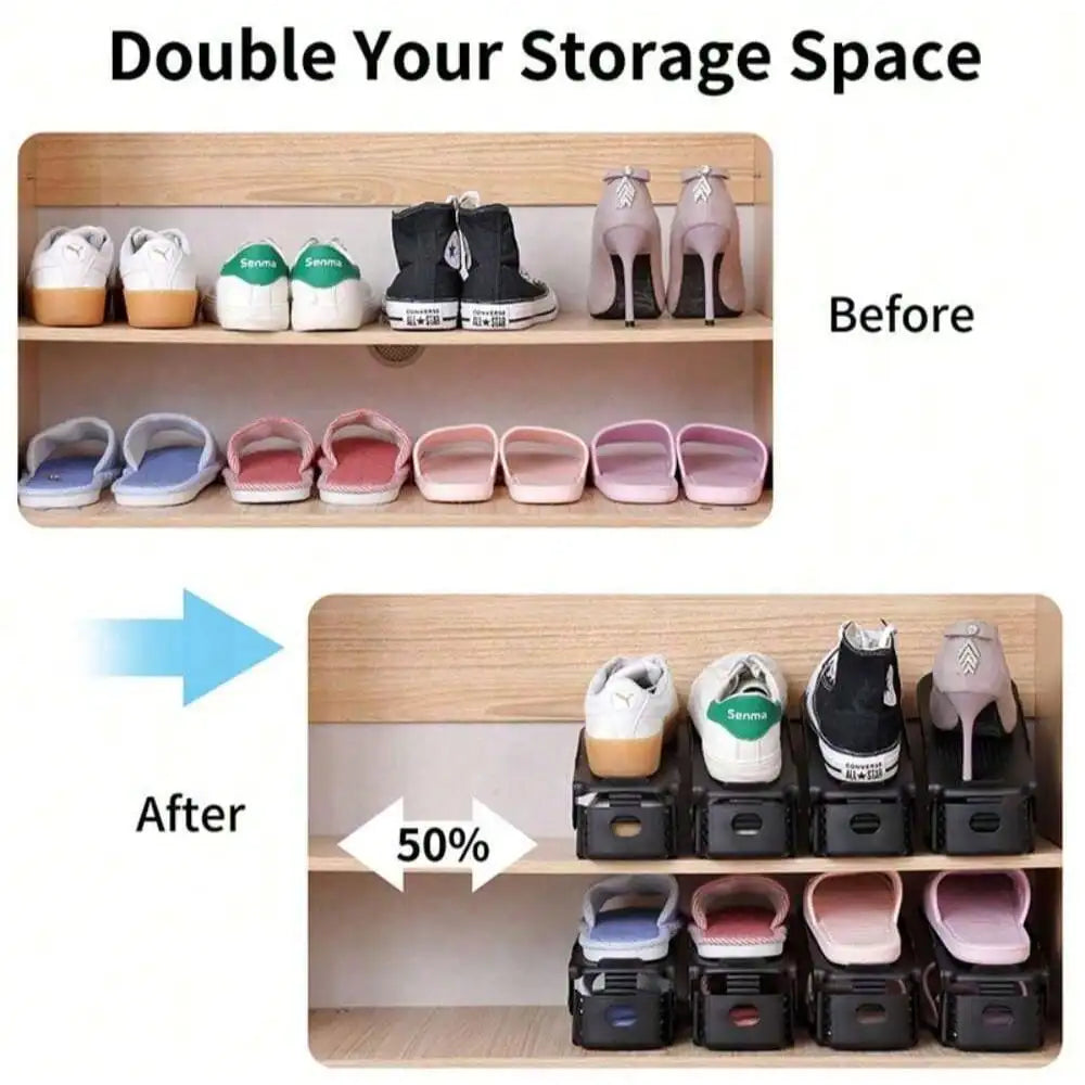 Adjustable Shoe Slots Organizer Easily Stackable Home Storage Qme