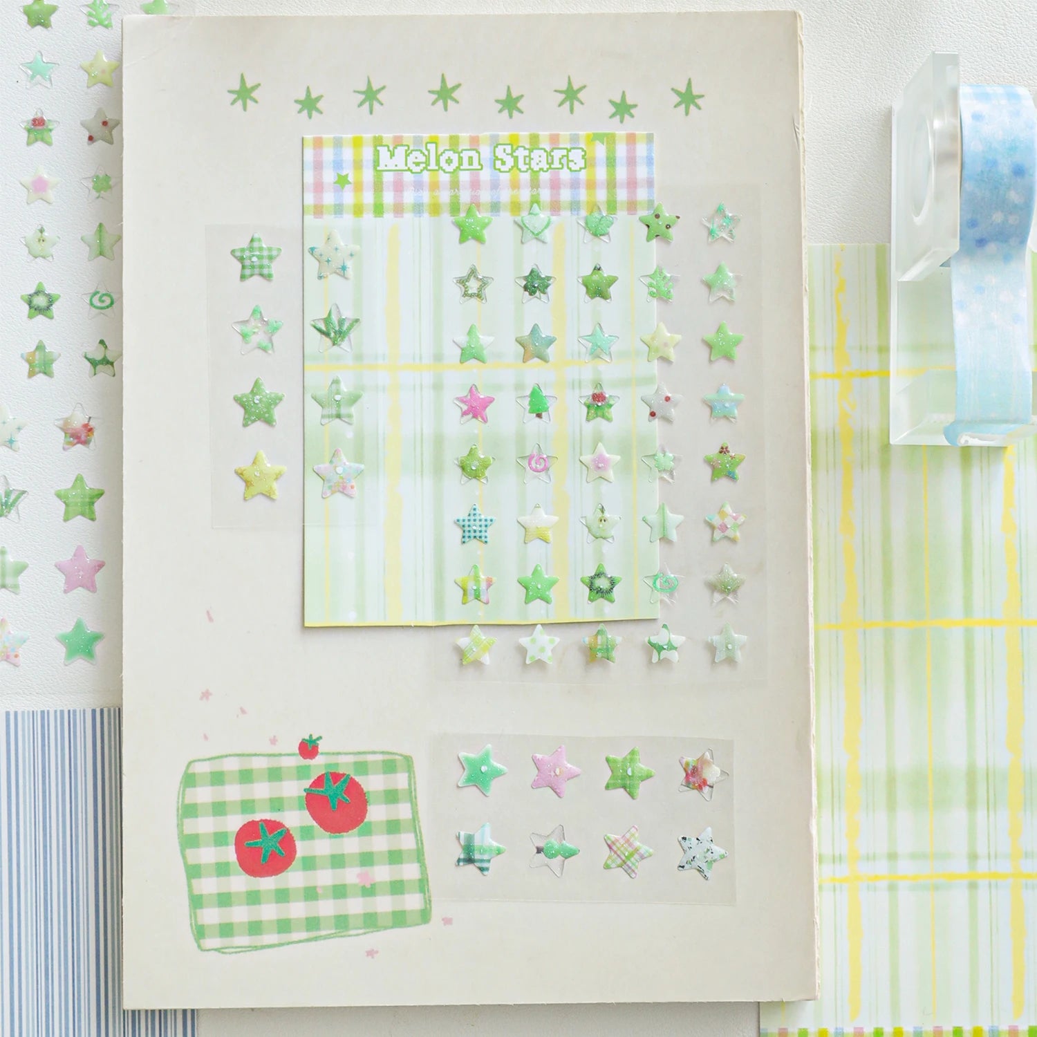 4 Designs Candy Star Series Lovely Five Point Star Theme Resin Stickers for Scrapbooking DIY Frame Collage Decoration Qme