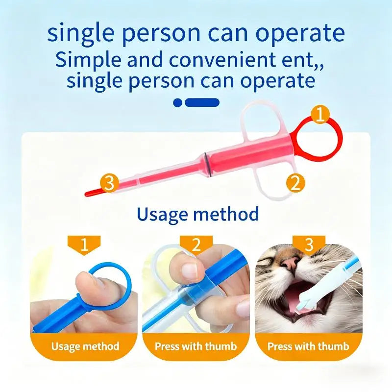 Pet Pill Dispenser Soft Tip Cat Dog Medicine Shooter Ergonomic Qme