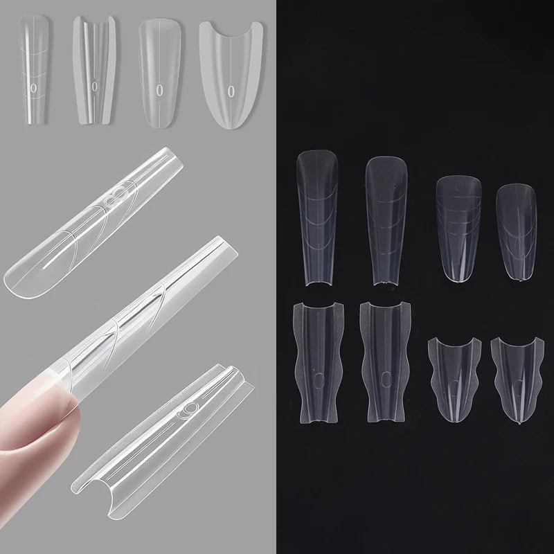 Coffin Dual Forms Nail Extension Sandwich Molds 15 Sizes Reusable Qme