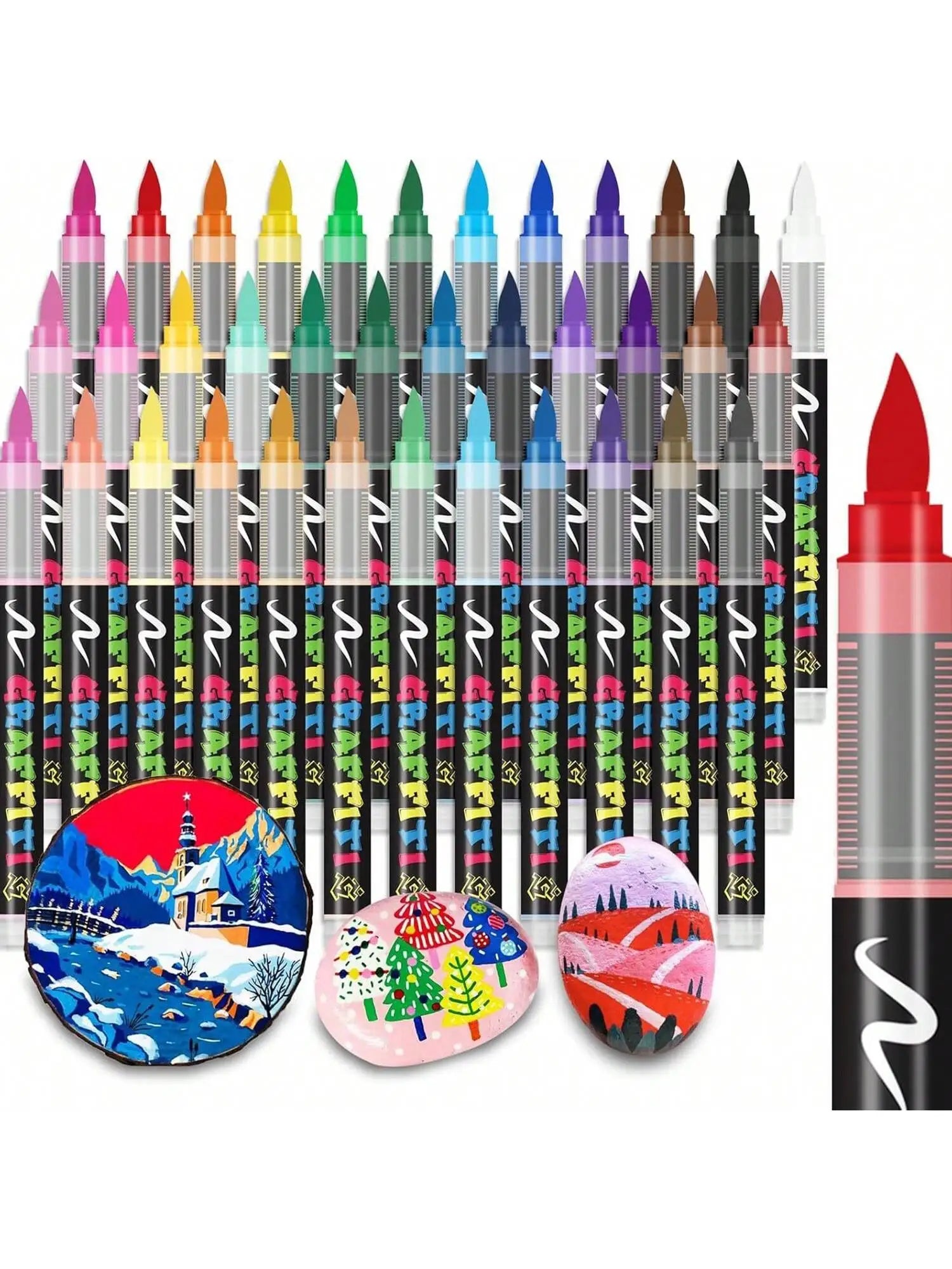 12-36 Colors Acrylic Paint Pens Markers Brush Tip Paint Markers for Art Supplies, Fabric Paint, Fabric Markers, Art Markers Qme
