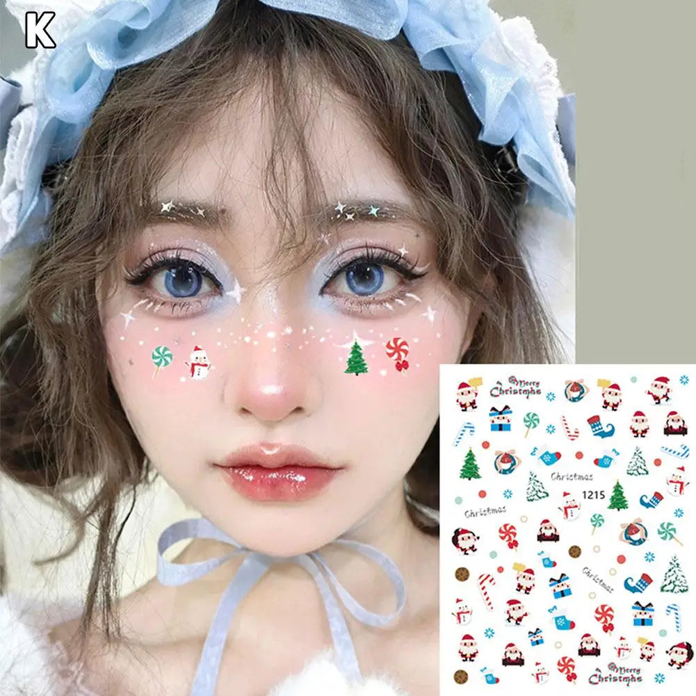 Face And Eye Makeup Stickers Christmas Face Snowflake Stickers 5D Witte Sneeuwvlok Ronde Tattoo Oogschaduw Stickers Qme K CN