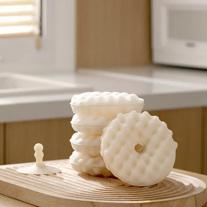 3D Honeycomb Dishwashing Sponge Set - Polyurethane Double-Sided Scouring Pads for Kitchen Cleaning with Suction Cup - 1 Set Qme