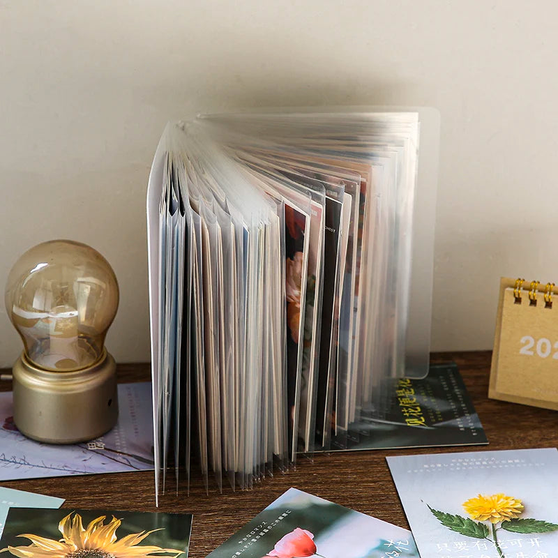 A6 Pocket Transparent Photo Postcard Organizer DIY Decorative Book Large Capacity Organizer Album Book Qme