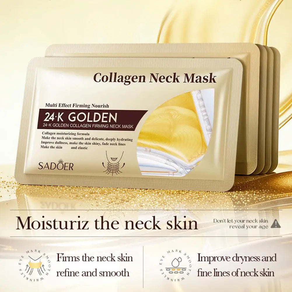24K Gold Collagen Neck Mask,Crystal Gel Neck Patch,Deeply Moisturizing Nourishing Neck Care Mask For Neck Skin Care 1/3pcs Qme
