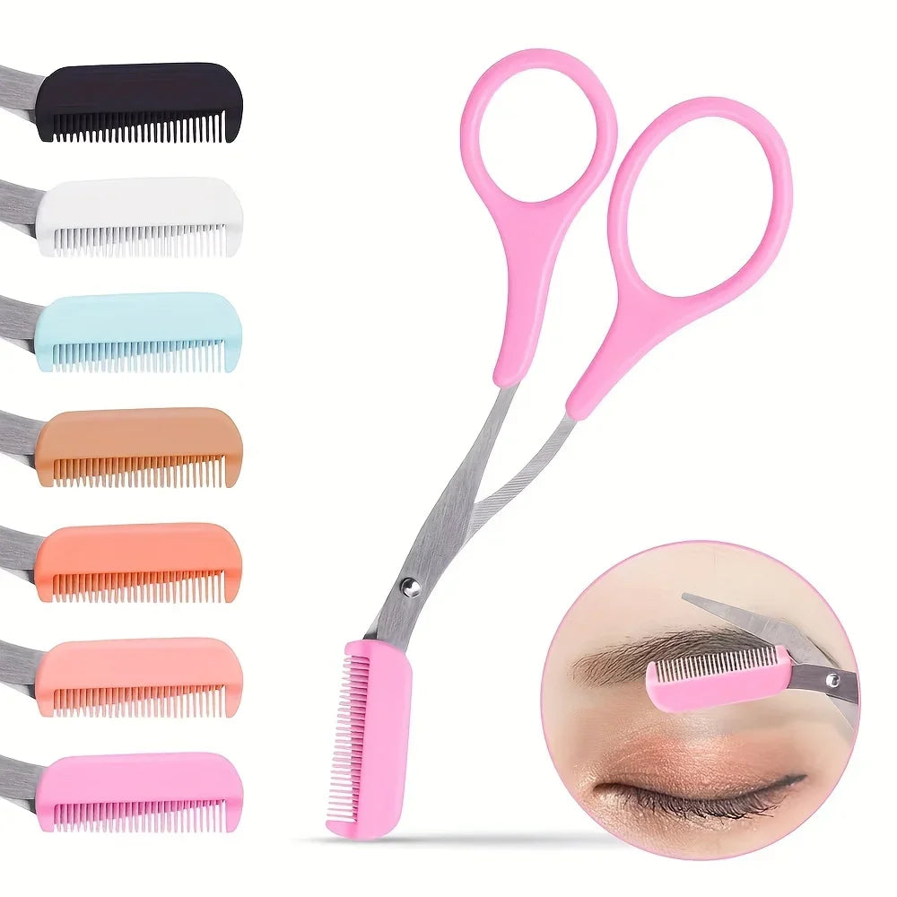 Eyebrow Trimmer Scissor With Comb Lady Woman Men Hair Removal Grooming Shaping Stainless Steel Eyebrow Remover Makeup Tool Qme