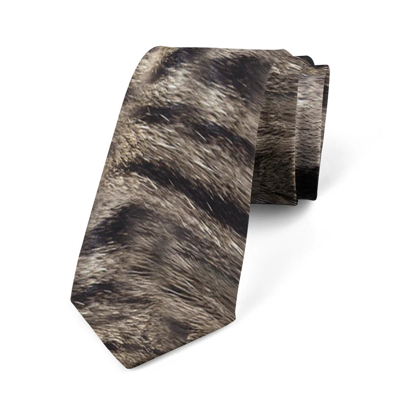 Fashionable Animal Cat Tiger Skin Tone Printed Tie Casual Business Qme style15