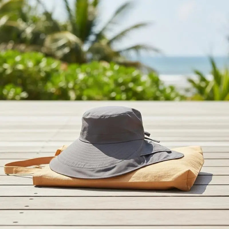 Solid Wide Brim Sun Hat Korean Neck Cover Protection Adjustable Women Qme