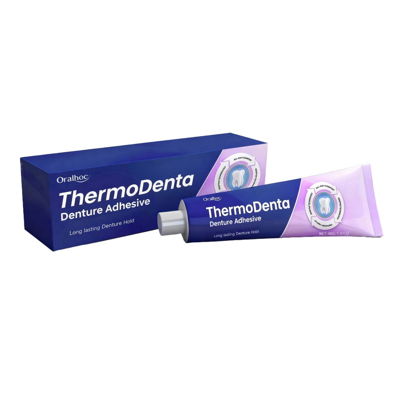 Oralhoe Thermoplastic Denture Adhesive Glue for Upper & Lower Denture Waterproof Chewing Comfortable Dentures Fixing Cream 40g Qme 40g