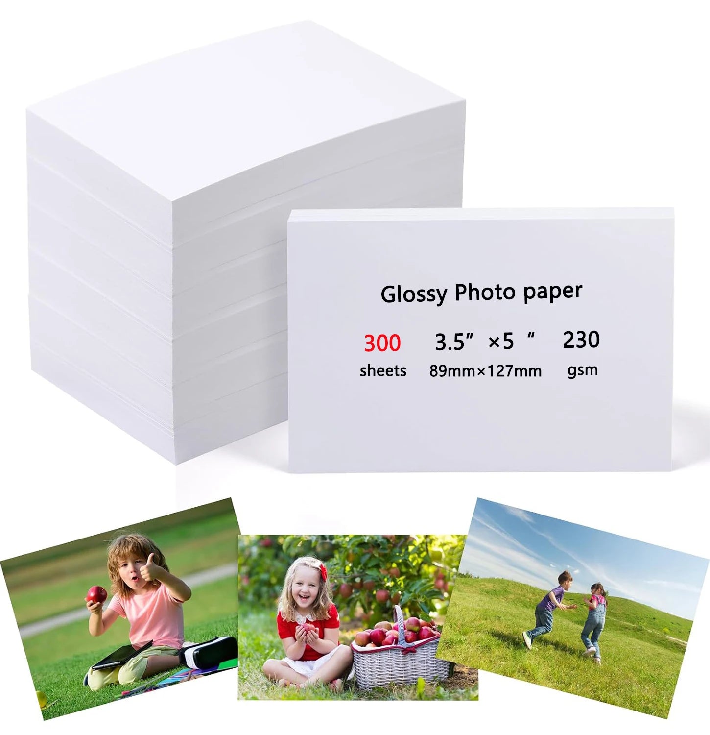 3.5 X 5 Inch High Glossy Photographic Paper Waterproof Professional Photo Paper Works with All Inkjet Printers 230g Qme 5in 300sheets