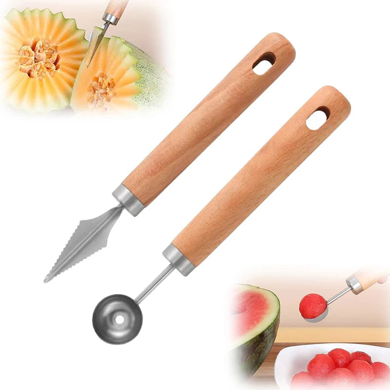 CC11Stainless Steel Watermelon Cutter Fruit Slicer Tool 3-in-1 Melon Qme A4