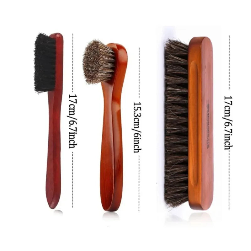 Horsehair Shine Shoes Brush Polish Dauber Applicators Cleaning Qme