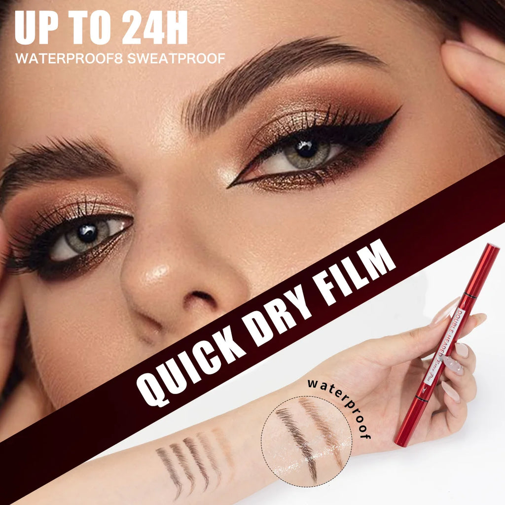 Waterproof Eyebrow Pen, Microblading Eyebrow Pencil With 2 Split Head, Natural Looking Brows Makeup ( 5 Colors ) Qme