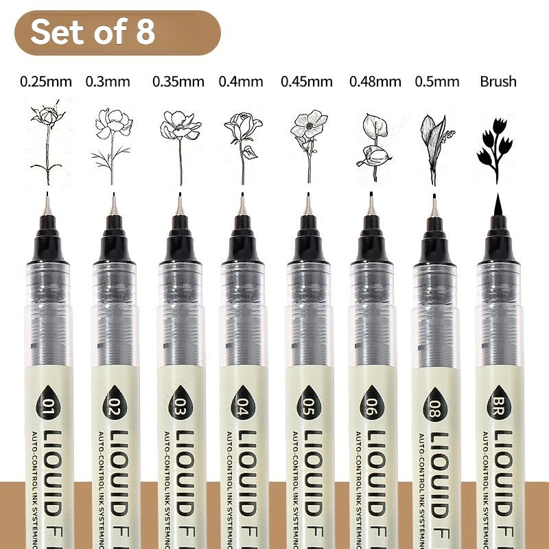 12 Pieces Fine Line Markers Multi Tip Black Fineliner Sketch Pen Set Manga Drawing Calligraphy Outline Drafting Artist Art Tools Qme Commonly used 8 Pcs