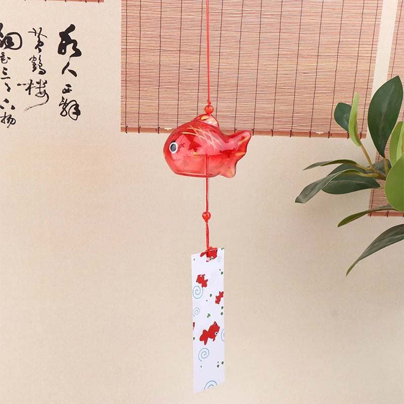 Wind Chime Chimes Japanese Glass S Goldfish Garden Hanging Outdoor Qme Red