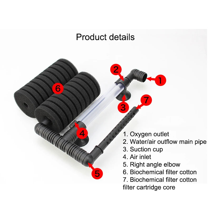 Aquarium Silent Filter Sponge Fish Tank Air Pump Skimmer Biochemical Qme