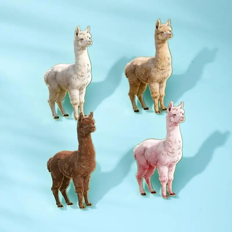 Cute Cartoon Alpaca Metal Pins 4 Color Choices Fashion Lapel Badge for Jackets Backpacks Bags Friends Gift Qme