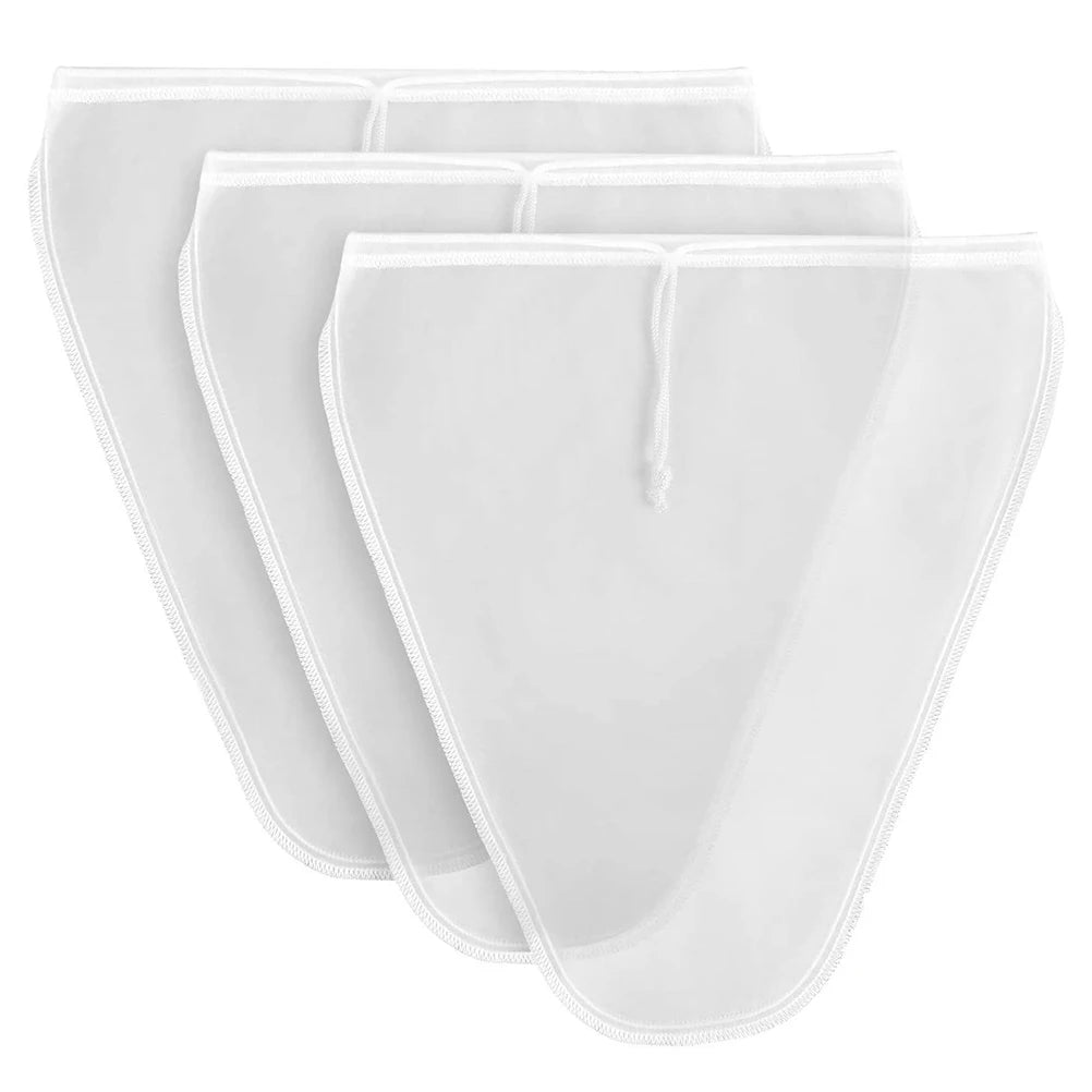 3Pcs Filter Bags Nut Milk Bag Strainer Cloth Fine Mesh Juice Filter Bag for Production Vegan Nut Milk Almond Milk Filter Bags Qme WHITE