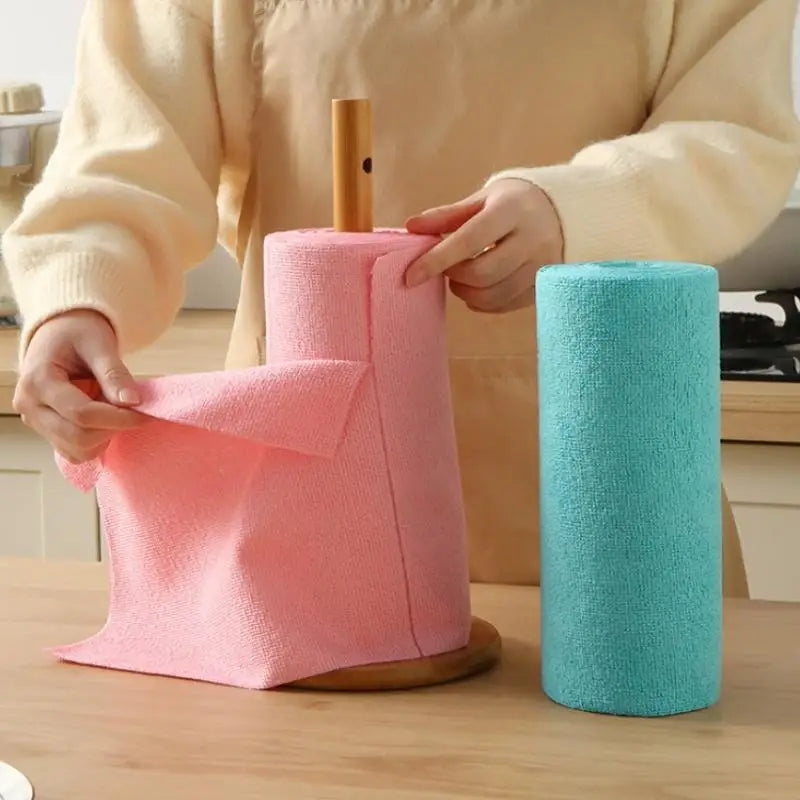 Kitchen Towels Microfiber Cleaning Cloths Reusable Lint-free 1 Roll Qme