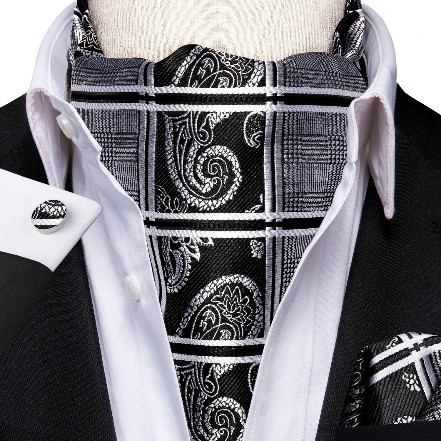Silk Mens Ascot Black Pink Blue Red Gold Green Purple White Beige