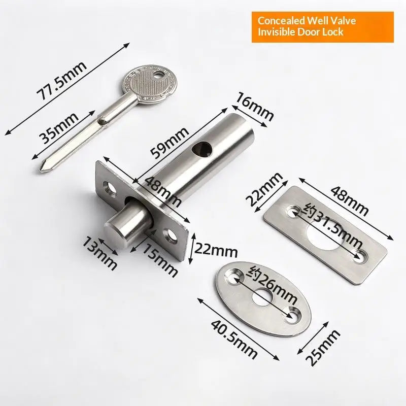 Stainless Steel Anti-theft Concealed Door Lock Safe Key Suitable Home Qme
