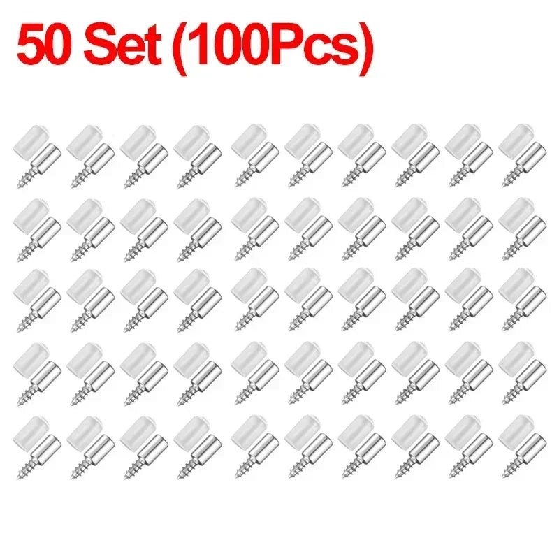 100/10PCS Self Tapping Screw Layer Plate Holder Wardrobe Septum Brackets Fixed Screw Shelf Support Pegs with Non-Slip Sleeve Qme 50Set (100PCS)