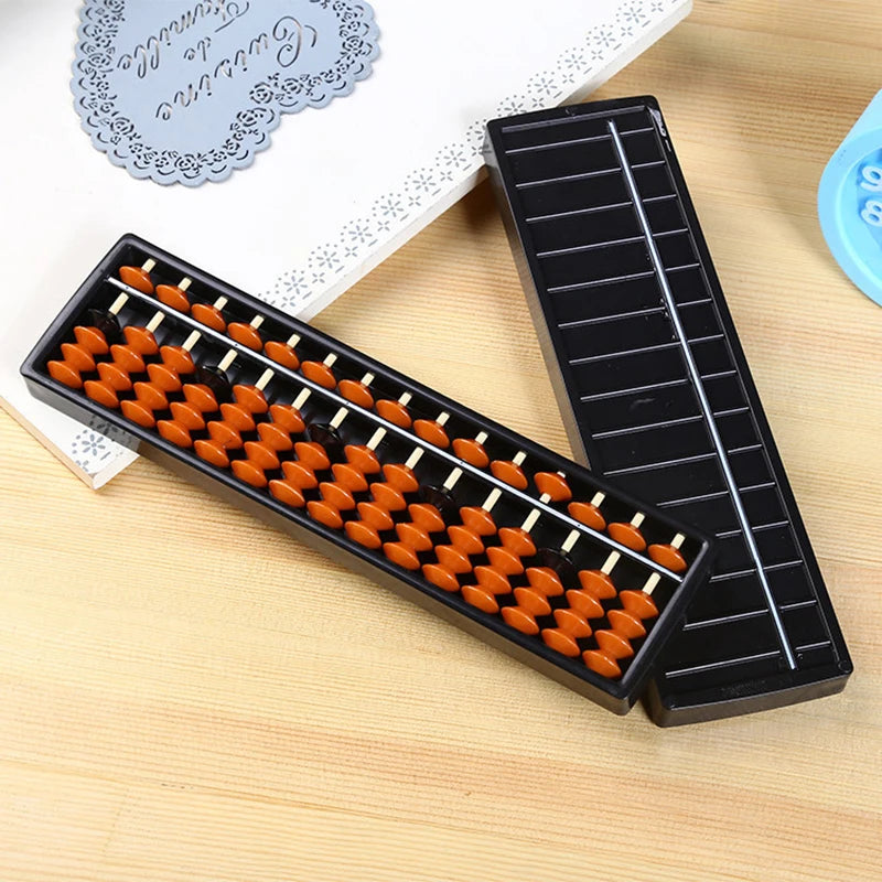 Portable Chinese 15 Digits Column Abacus Arithmetic Soroban Qme 23CM brown