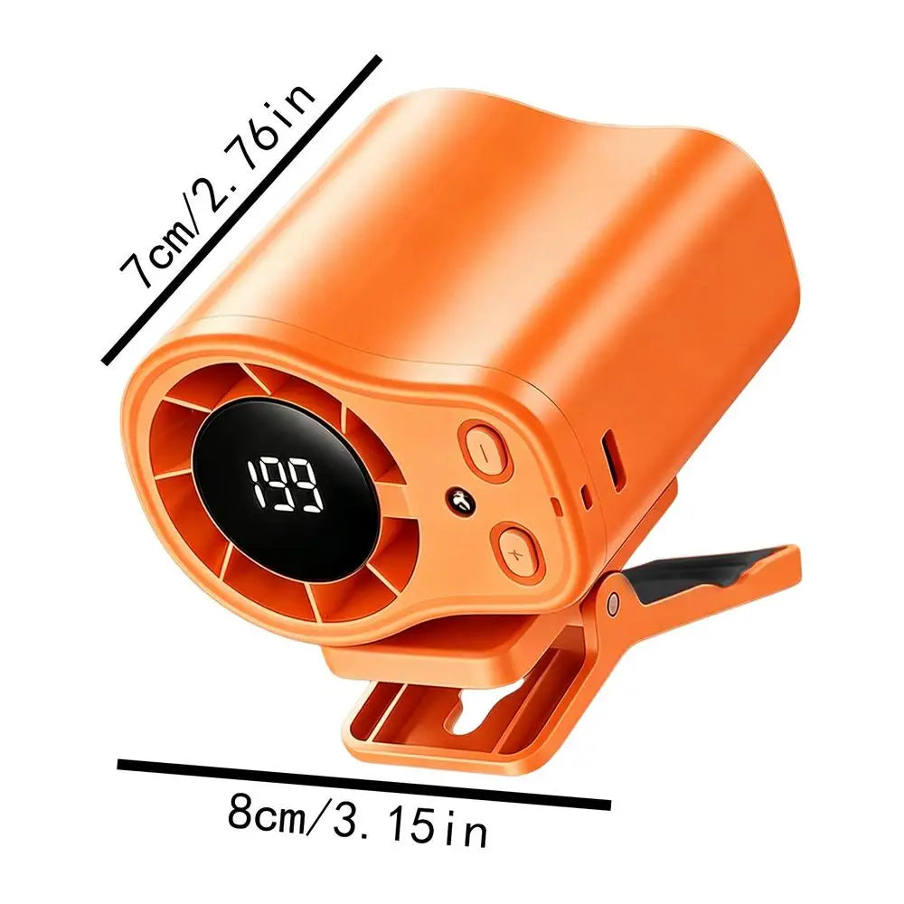 Travel Fan Clip On Low Noise LED Display Waist Clip Fan for Cycling Traveling Fishing Camping Beach Road Trip Jobsite Men Women Qme Orange