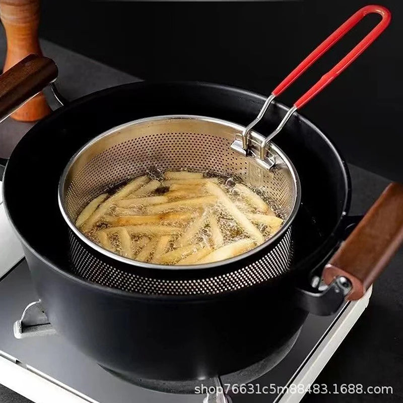 Stainless Steel Fried Mesh Kitchen Fry Basket Cooking Pan Oil Qme