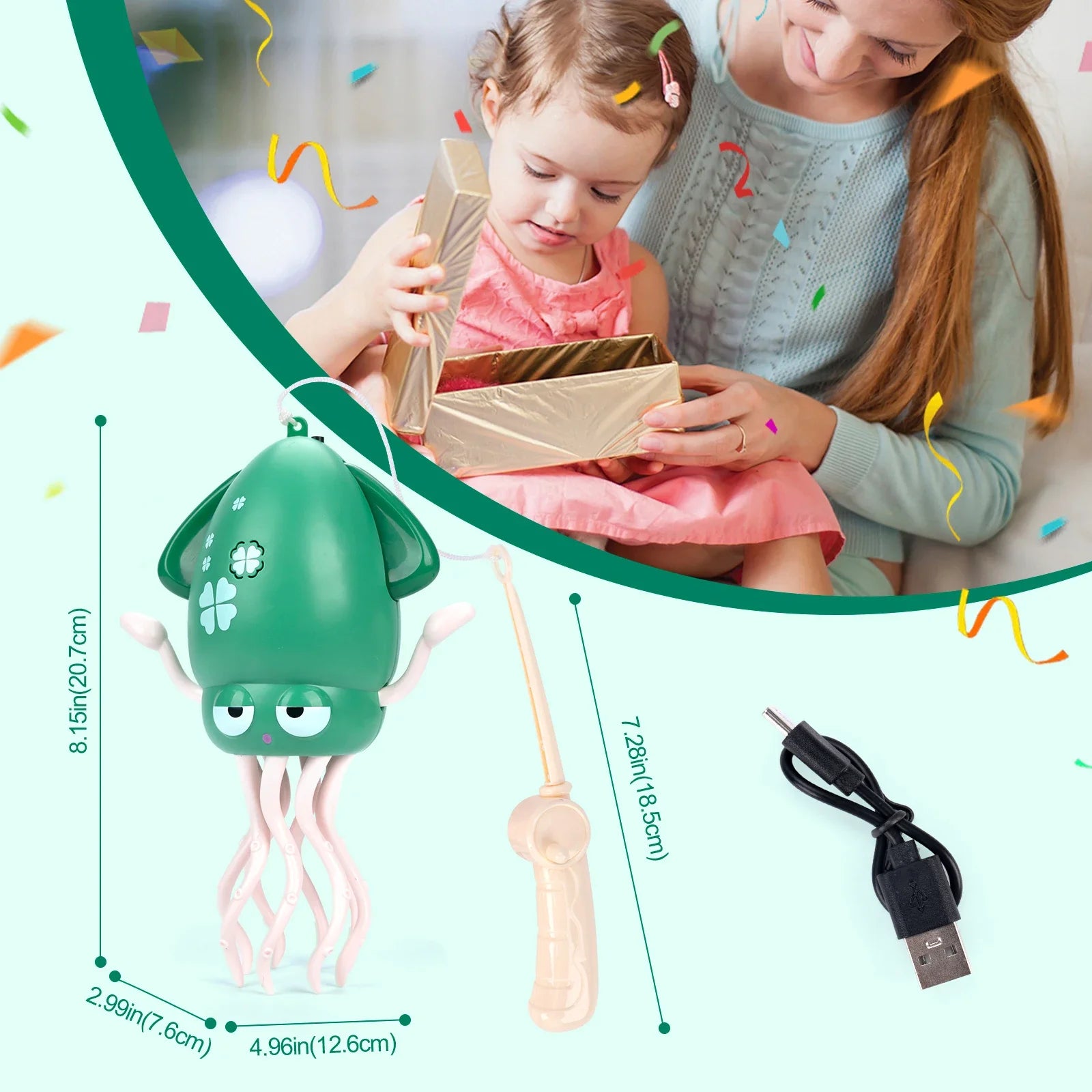 Electric Dancing Squid Toy Crawling Dancing Swinging Octopus Kid Electronic Pet Toddler Toy Birthday Gift With LED Lights &Music Qme