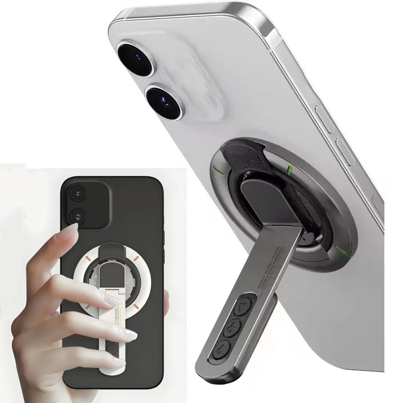 Dual-Sided Magnetic Portable Multi-Function Phone Ring Holder 360° Rotating Desktop Stand Compatible with Multiple Phone Models Qme