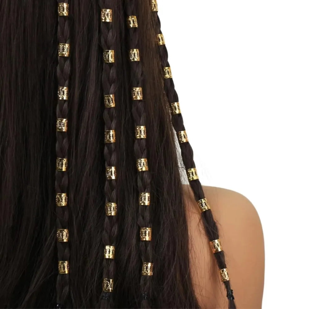 Metal Hollow Hair Rings Beads Braid Clips Dreadlock Cuffs Braiding Qme