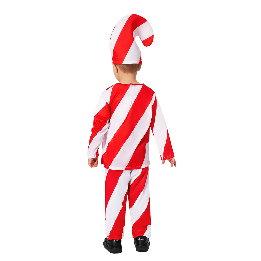 Candy Cane Costume Boys Girls Gift Box Christmas Cosplay Outfit Top Pants Hat Full Set Suit Qme